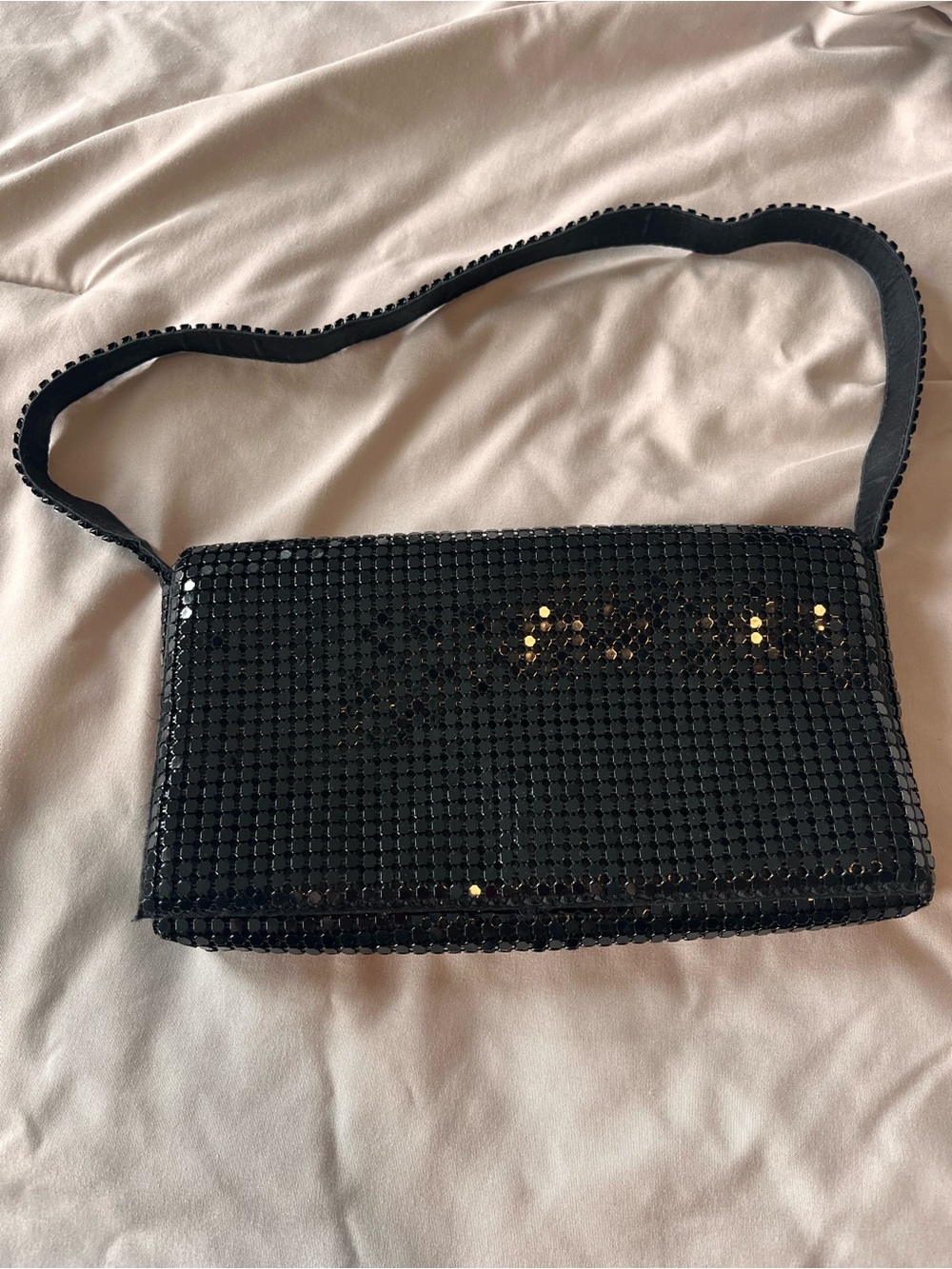 Black Sequin Evening Shoulder Bag